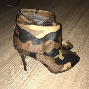 Michael Kors Peep Toe Camo Calf Hair Booties
